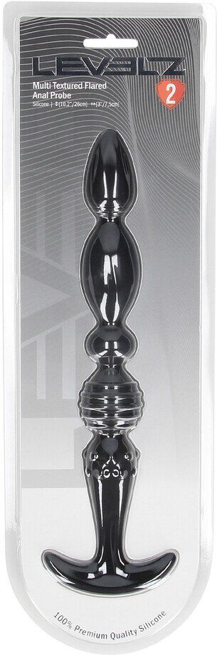Levelz Sonde anale évasée en silicone multi-texturé - Noir