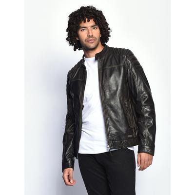 Lederjacke MUSTANG "Whyte", Herren, Gr. 4XL, braun, Obermaterial: 100% Lammleder. Innenfutter: 100% Baumwolle. Ärmelfutter: 100% Polyester, ohne Bündchen, Jacken