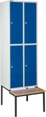 Schäfer Shop Select Kleiderspind, mit Sitzbank, 2x2 Abteile, 300mm, Zylinderschloss, Tür einzianblau