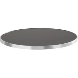 Oviala Business Tischplatte rund schwarz mit silberner Umreifung 60 cm Montmartre - Oviala