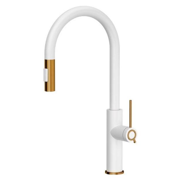 Q Company Jennifer Q Line Slim SteelQ Küchenmischer stehend weiss mit Elementen in Kupferoptik (84818011) (84818011)