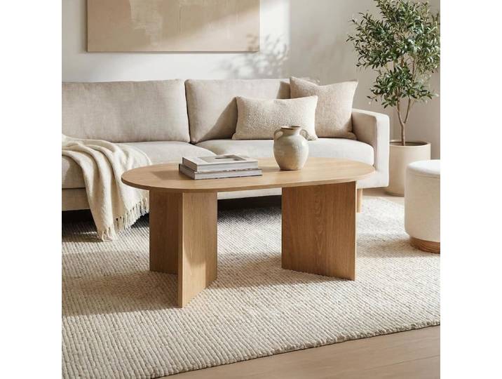 Sven Table Basse Scandinave 100 x 59 5 x 45 cm Effet Chêne Clair Résistante aux Rayures Salon
