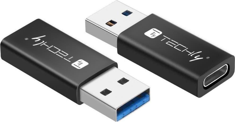 Techly IADAP-USB3-AFT USB-A naar USB-C Adapter, USB 3.0, zwart