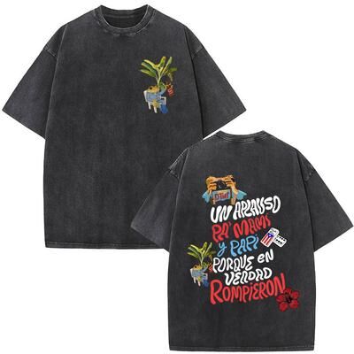 Fashion Sheath Bad Bunny Vintage Washed T Shirt Oversized Hip Hop Streetwear Merch For Men, Women & Couples 3 m