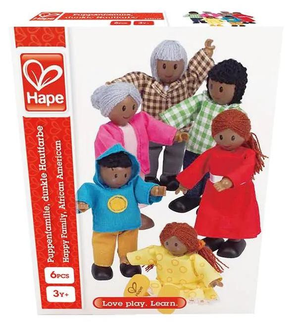 Hape Happy Family Poppenfamilie met donkere huidskleur E3501