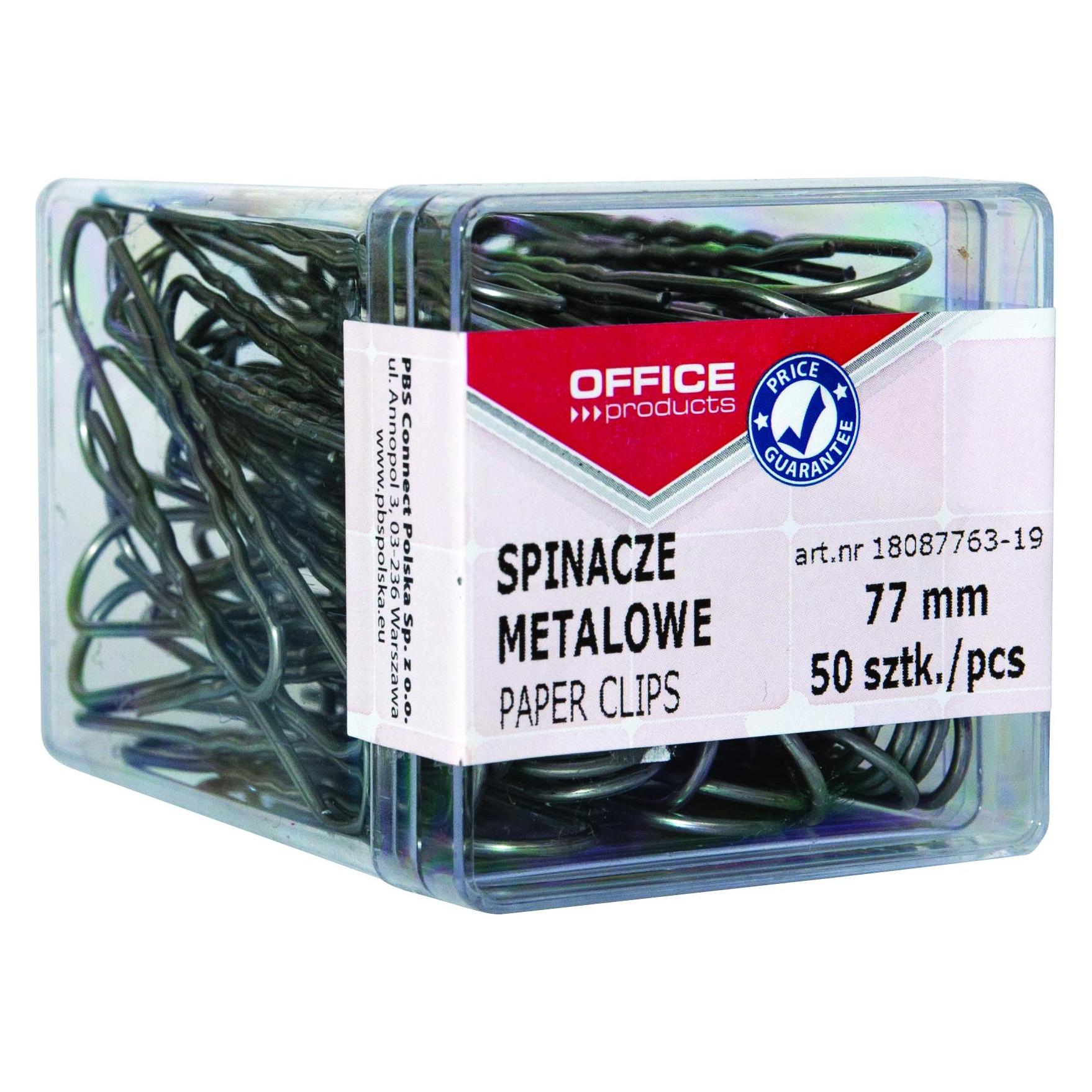 Office Products Büroklammern aus metall, 77 mm, im karton, 50 stück, silber (18087763-19)
