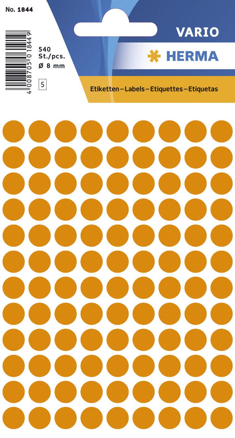HERMA Klebepunkte Ø 8,0 mm leuchtorange 1844