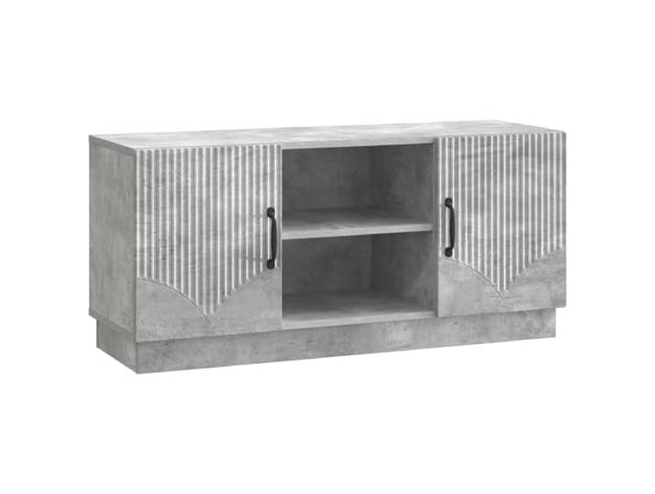 LMTYOENFG TV Lowboard Betongrau 102x34,5x47 cm Holzwerkstoff TV-Schrank Modernes TV-Board in Beton-Optik mit Schwenktüren und Regal für Wohnzimmer oder Schlafzimmer. Belastbar bis 60 kg.