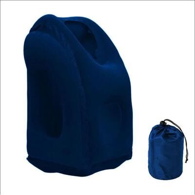 Uplifted Finds Inflatable Travel Pillow Portable Chin Support Neck Pillow For Rest navy Blue