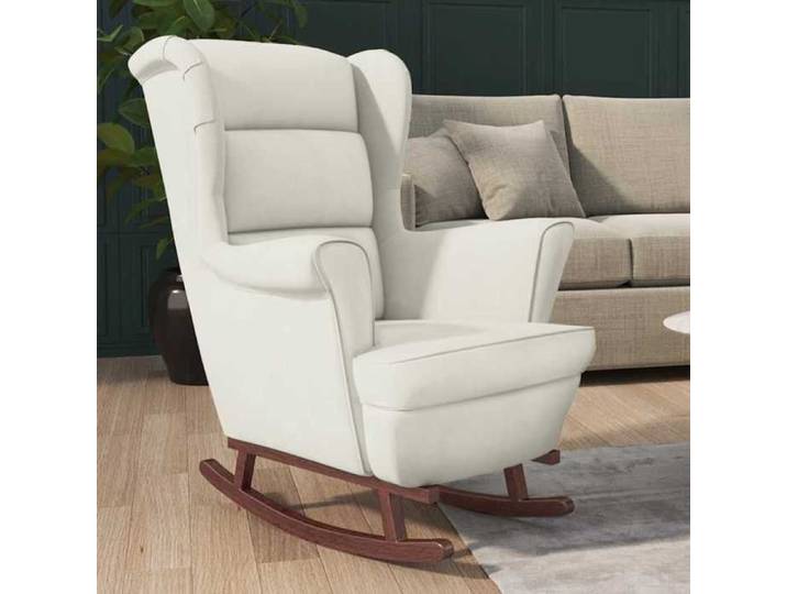 Automne/hiver  Fauteuil berçant/Fauteuil simple - Pieds à bascule - Fauteuil Quotidien à oreilles en velours crème bois massif