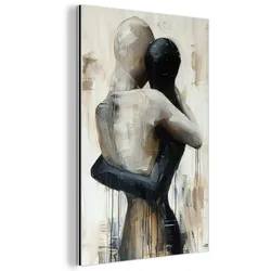 METALLBILD Abstrakt - Liebe - Schwarz und weiß - Modern 80x120 cm