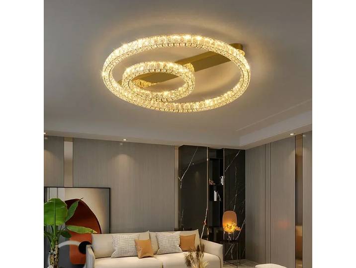 2025 nouveau nordique moderne lampe en cristal salon salle à manger chambre cercle doré fil coupe luxueux Design Simple plafonnier