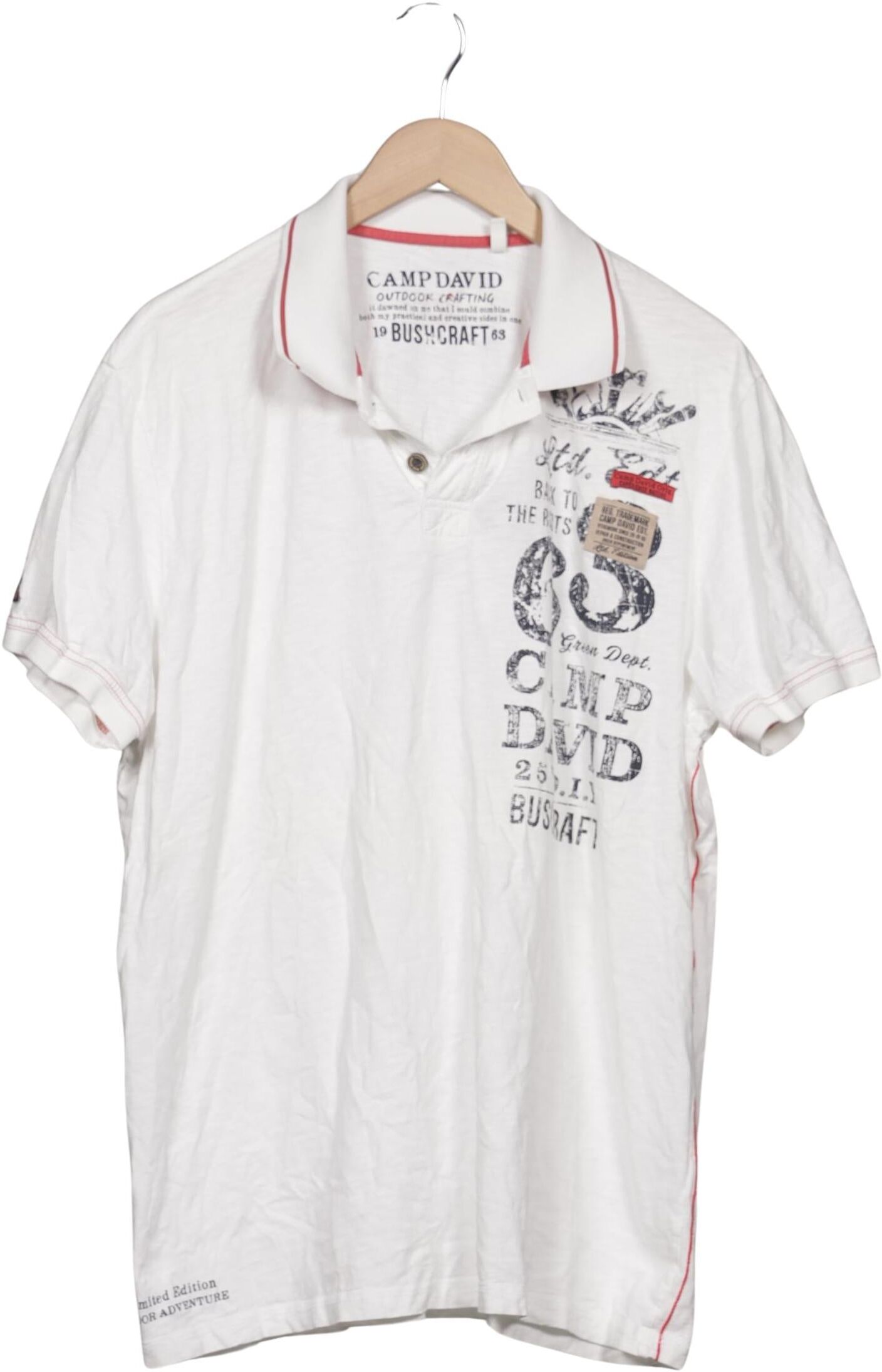 Camp David Herren Poloshirt, Weiß, Gr. 3Xl, Baumwolle - Second Hand