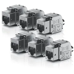 Primewire 6x Netzwerk-Adapter RJ-45 (Ethernet), Buchse zu Netzwerkkabel, CAT.6a Keystone Modul für LAN Kabel, RJ45 Buchse, feldkonfektionierbar
