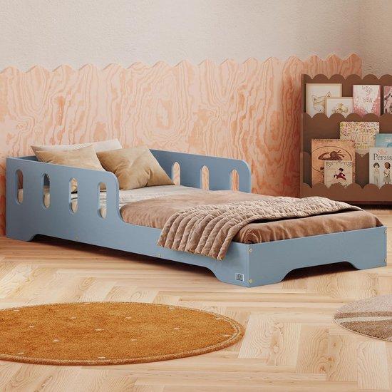 Famanu Kinderbett Holz - Montessori Design - - 140x200 cm - Blau