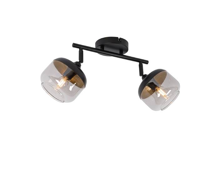Spot design noir avec verre doré et fumé 2 lumières - Kyan