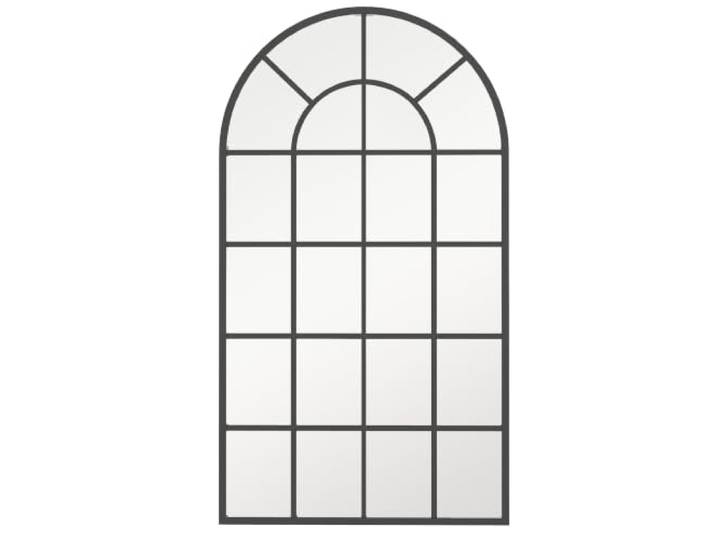 HOMCOM Miroir Mural Arqué 110 x 65 cm Verrière Arche Cadre Métallique Noir Miroir de Fenêtre Arqué Industriel\, pour Salon\, Chambre\, Couloir