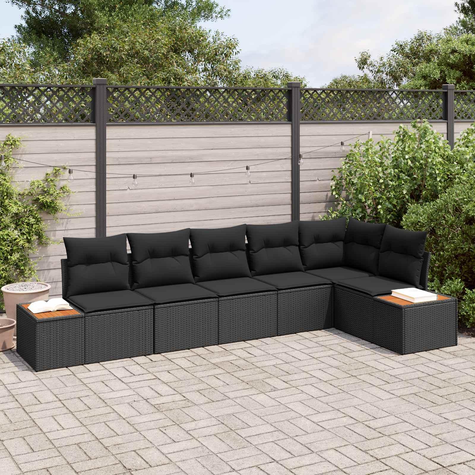 vidaXL Gartensofa-set 6 stk. 6-Sitzanzahl Schwarz Polyrattan