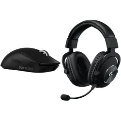 Morele Mysz Logitech G PRO X SuperLight 2 (910-006630) + G Pro X Czarne (981-000818) (Kabellos), Maus, Schwarz