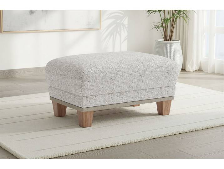 Polsterhocker SIT & MORE Concept , ivory, B:90cm H:46cm T:60cm, 100% Polyester, Hocker, Polsterhocker, mit Buchefuß in drei Farben zur Auswahl