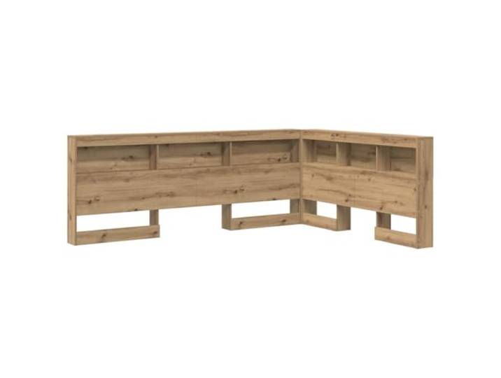 Kopfteil aus handgefertigter Eiche mit Nachfüllpackung, aus technischem Technisches Holz, Stahlrahmen, Ablagen, freistehende Struktur, einfache Reinigung