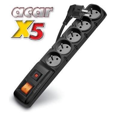 Acar Distribution board X5/3m 5x220V black+overcurrent protection (5x, CEE 7/4, 3 m) (9600)