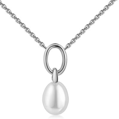 Kette mit Anhänger FIRETTI "Schmuck Geschenk Silber 925 Halsschmuck Perl-Design in Tropfenform", silber (silberfarben, weiß), Halsketten, Damen, Perlen Silber 925 (Sterlingsilber), L: 45 B: 1,4mm, Perlen, Silber 925 (Sterlingsilber), Made in Germany...