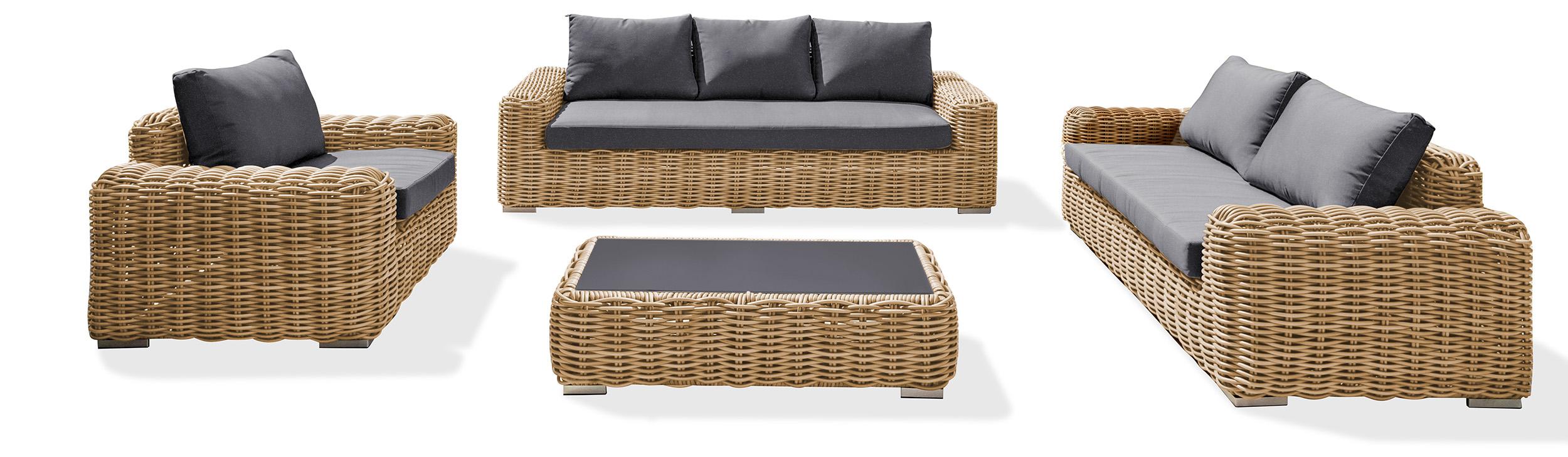 Gartenlounge-Set - Braun - Rund, gewebtes Kunstharz - 6 Sitze - Papeete