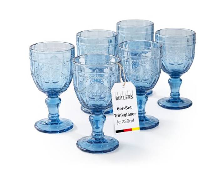 BUTLERS VICTORIAN Weingläser, 6er-Set mit Stiel, 230 ml