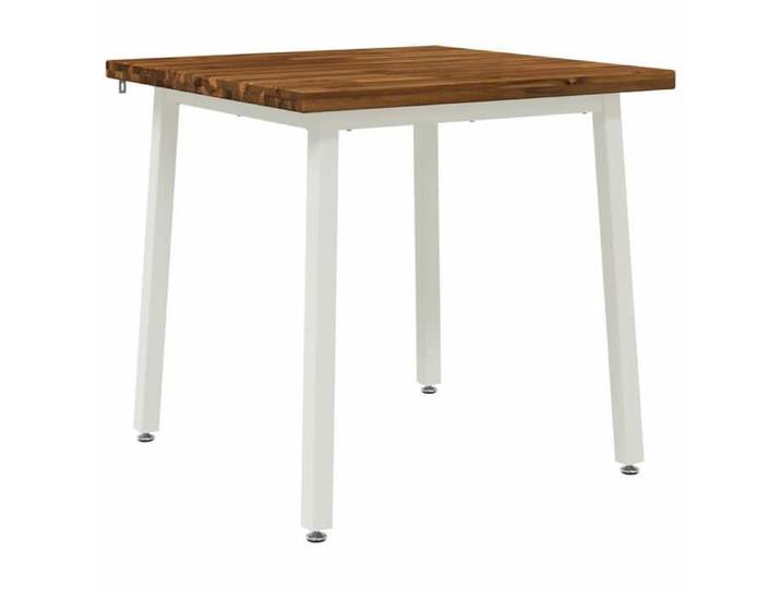NOUVEAU Table de repas - 90x90x75cm - Bois d'Acacia Massif Naturel et - blanc - Carré - Table intérieur 69960