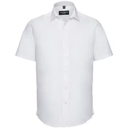 Russell Collection Körperbetontes Stretch Hemd - Kurzarm, white, L
