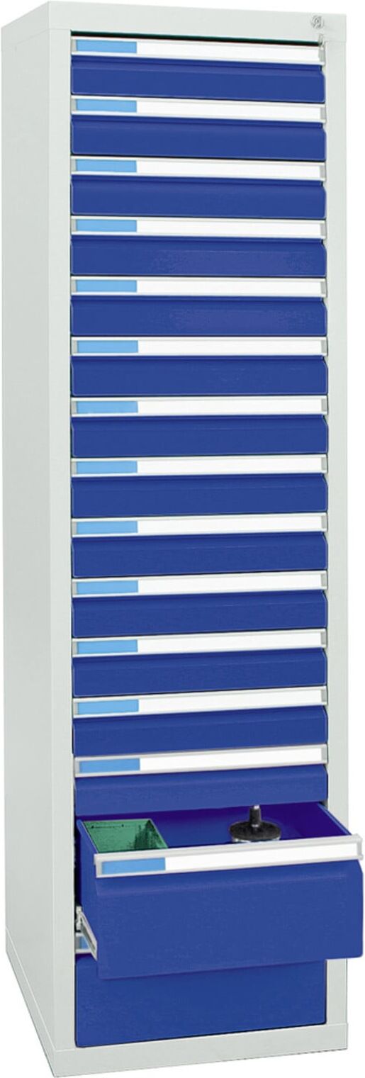 Stumpf Schubladenschrank Serie ESTA, 15 Schubladen enzianblau (13x100, 2x200mm) ; Stumpf Metall (7605674)