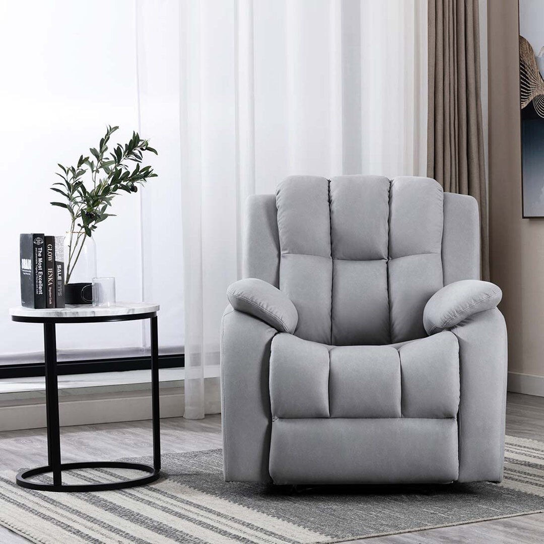 Wade Logan Krikoris 90cm Wide Ergonomic Recliner Chair Grey 106cm H X 90cm W X 93cm D