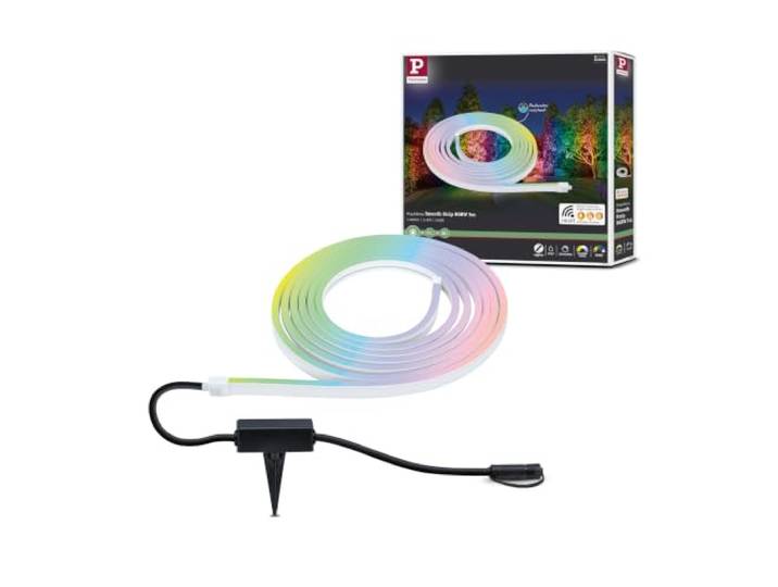 Paulmann 94561 Plug & Shine LED Außenleuchte Stripe Smart Home Zigbee Smooth IP67 5m incl. 1x22 W dimmbar RGBW Farbsteuerung Weiß Kunststoff 3000 K