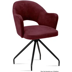 ARMLEHNSTUHL (4er-Set) Dikana 59x87x61 Schwarz/Marsala