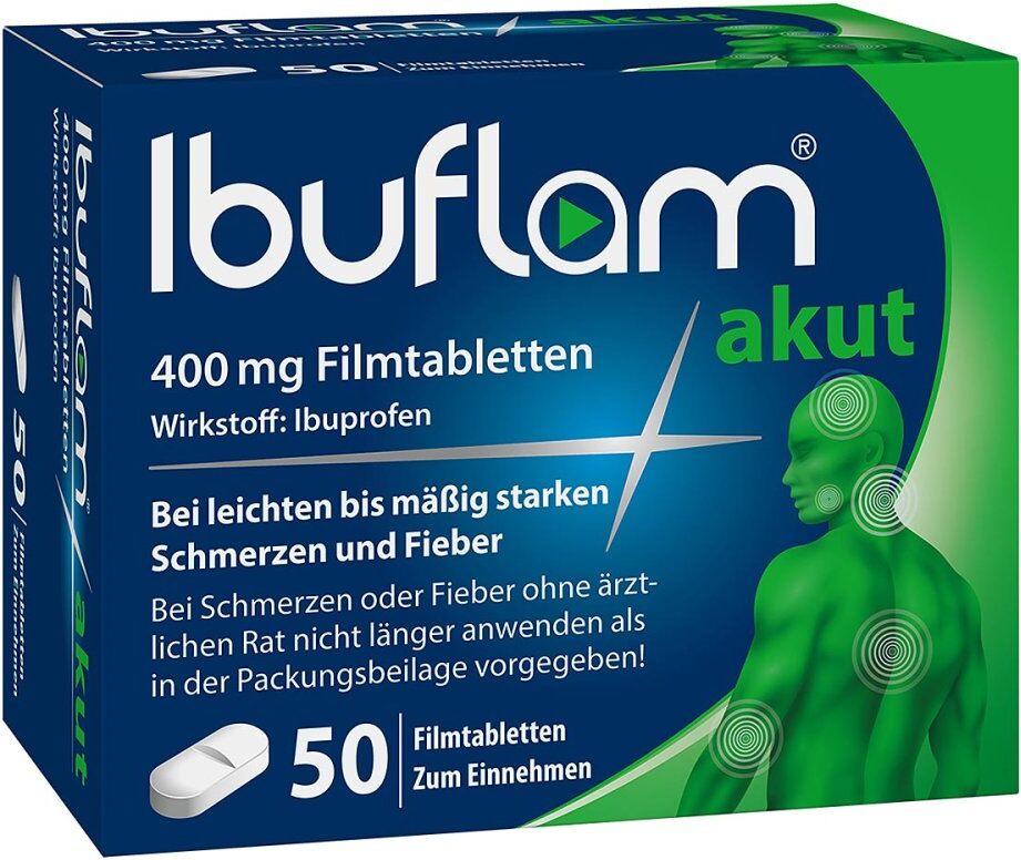 Ibuflam akut: 400 mg Ibuprofen Schmerztabletten 50stk