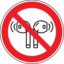 Dreifke® Verbotsschild In-Ear Kopfhörer verboten, praxisbewährt, Folie, selbstklebend, Ø 200mm