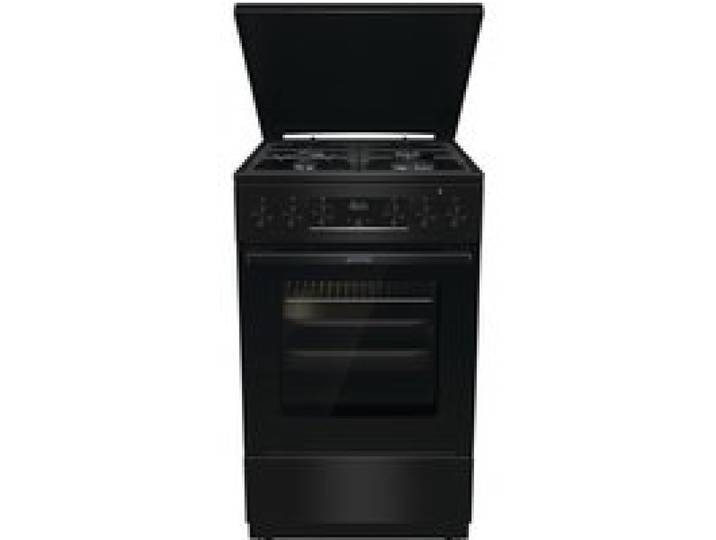 Cuisinière à gaz noire pose libre - GORENJE - Four électrique - 4 brûleurs à gaz - Gril infrarouge électrique