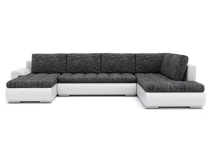 Wohnlandschaft Tokio II mit Schlaffunktion Eckcouch mit Bettkasten Grau mit Kissen, U-förmig, polstermöbel. Wohnzimmer möbel, modern mit stauraum und aufbewahrung. (LAWA 17 + Soft 17 RECHTS)