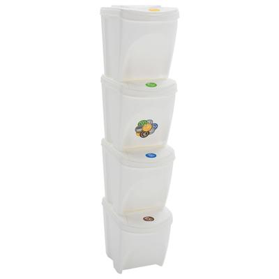 HELLOSHOP26 Stapelbare Abfallbehälter 4 Stück 100 Liter weißes Polypropylen