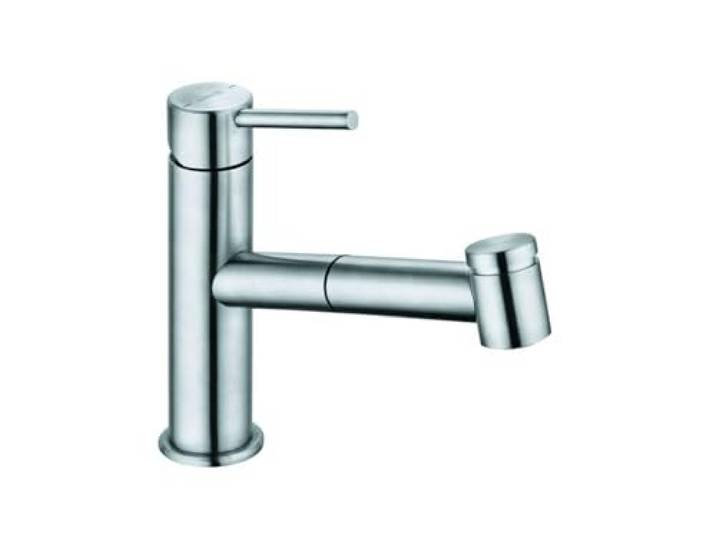 Kludi Küchenarmatur Einhand-Wasserhahn druckfest mit ausziehbarem Auslauf Edelstahl Steel Silber