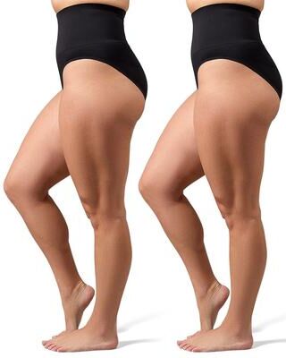 Plus Size Women's 2 Pair Women's Full Coverage High Waisted Shaping Briefs by MeMoi in Black (Size 1X)