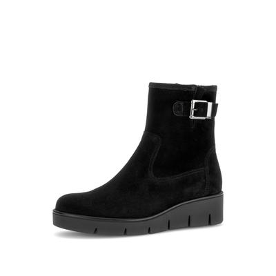 Stiefelette GABOR, Damen, Gr. 39, schwarz, Veloursleder, unifarben, Basic, Schuhe Stiefelette, Keilabsatz, Boots