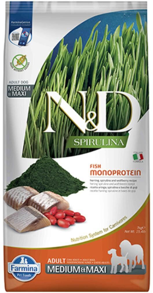 N&D Dog Spirulina Adult Medium&Maxi Aringa 7KG