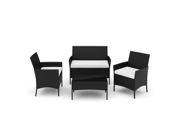 Gartenset Rattan MOLDE schwarz/beige