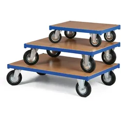 Transportroller 1200 x 800 mm, Tragfähigkeit 300 kg, Rollen 160 mm, schwarzer Gummi