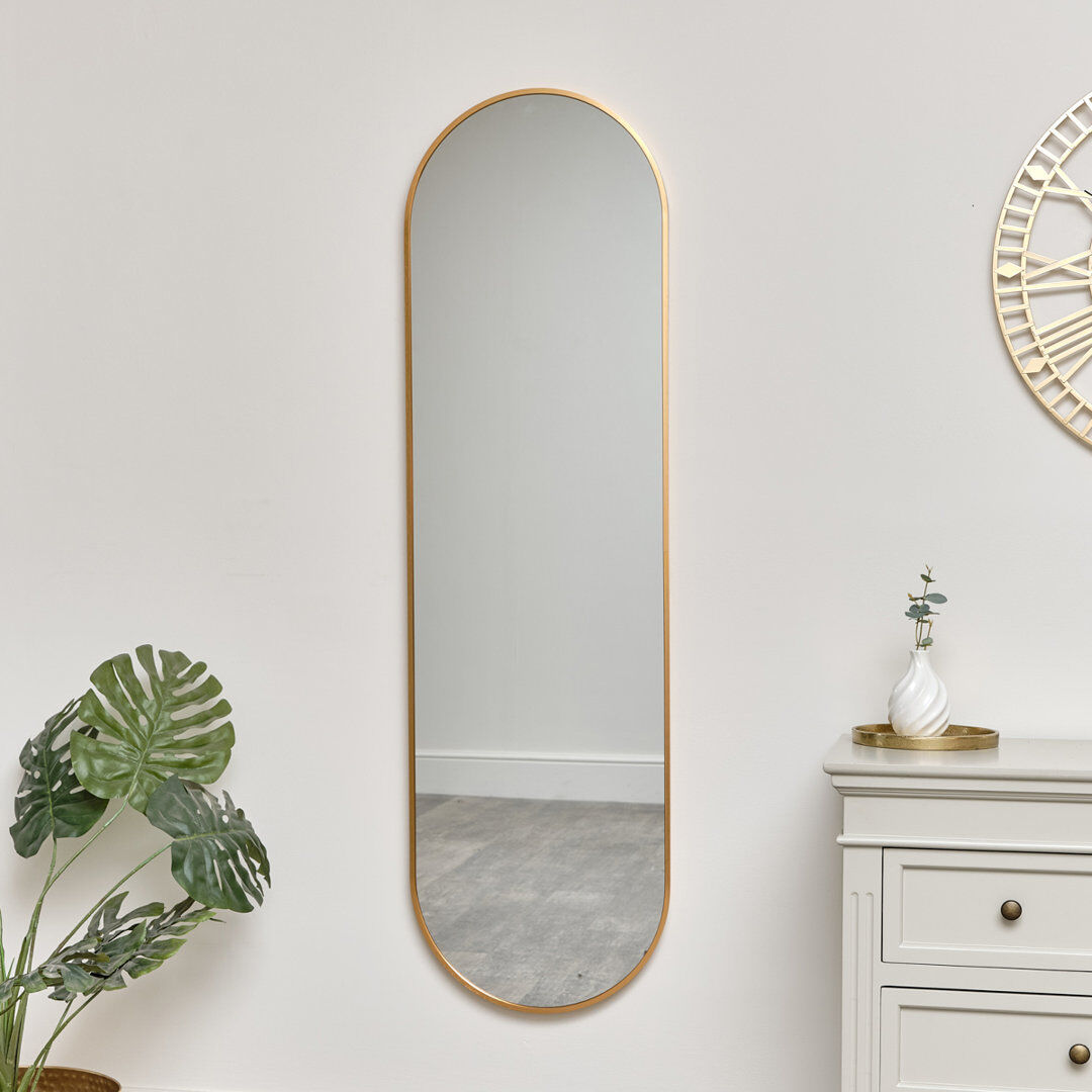 Fairmont Park Metal Oval Mirror Gold 140cm H X 40cm W X 3cm D