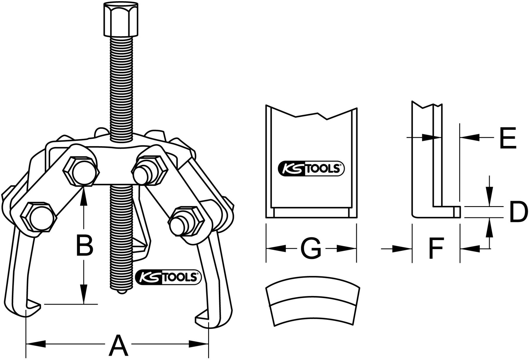 KS Tools Polklemmen-Abzieher 3-armig, 10-60mm (630.3101)