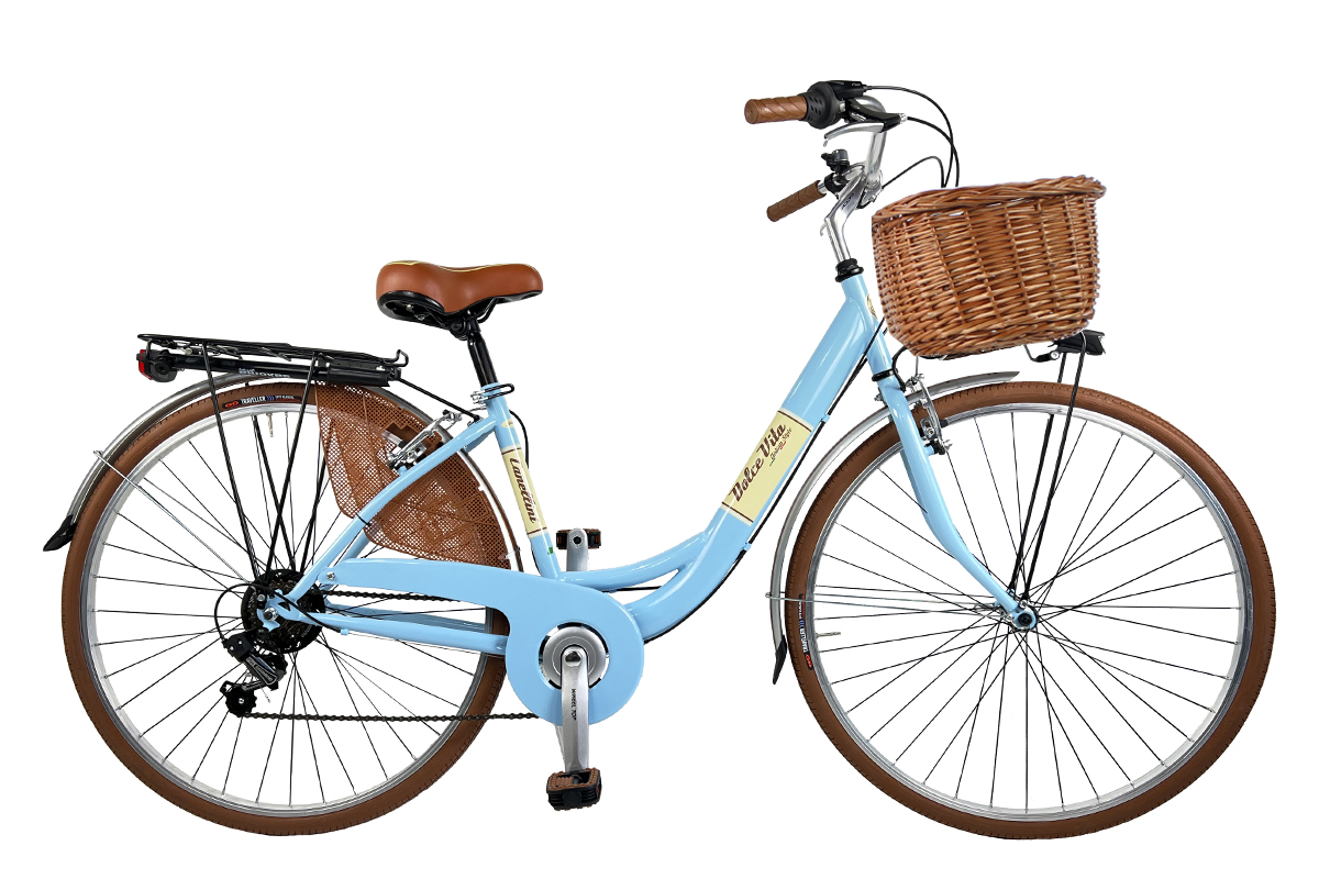 Stadtfahrrad Dolce Vita by Canellini VENERE 28" mit Korb - Hellblau