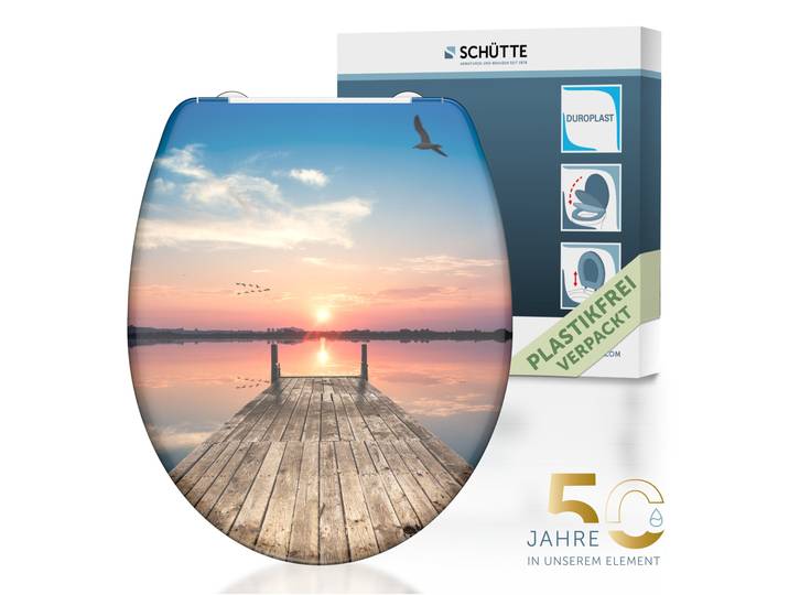 WC-Sitz SCHÜTTE SUNSET SKY , bunt, B:37,5cm H:5,5cm L:45,3cm, Duroplast, WC-Sitze, WC-Sitz, bruchsicher und kratzfest, Absenkautomatik, Standardmass